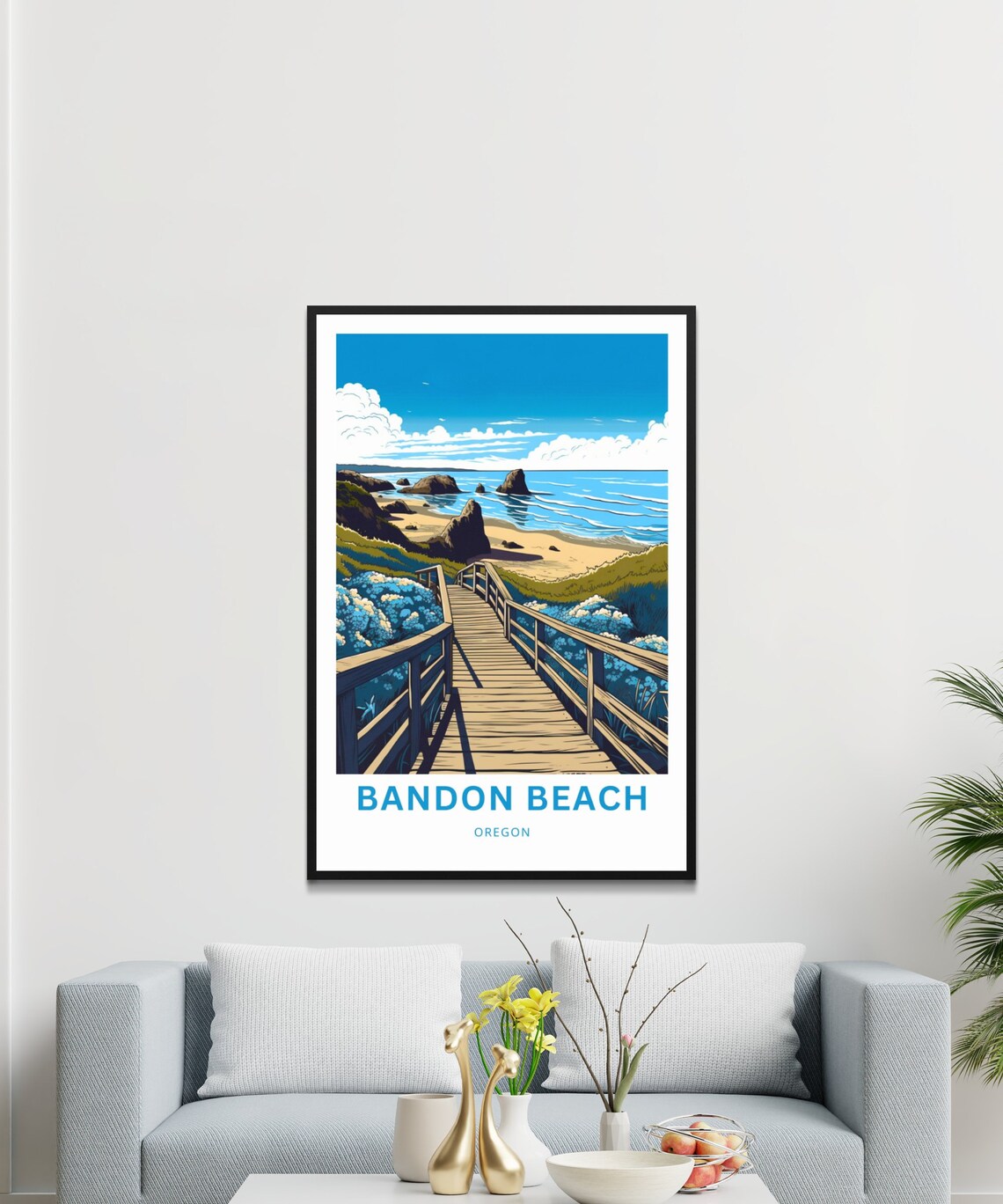 Personalized Bandon Beach Travel Poster, Oregon - Image 3