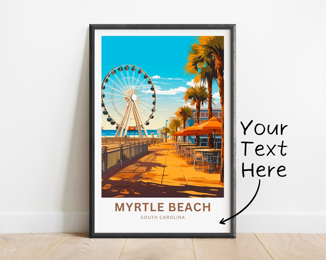 Personalized Myrtle Beach Travel Poster, South Carolina