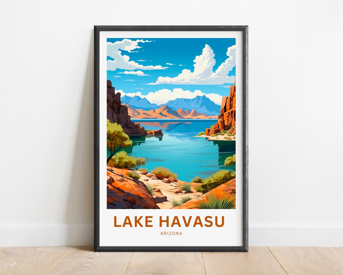 Lake Havasu Arizona Desert Canyon Gorge Vintage Travel Poster