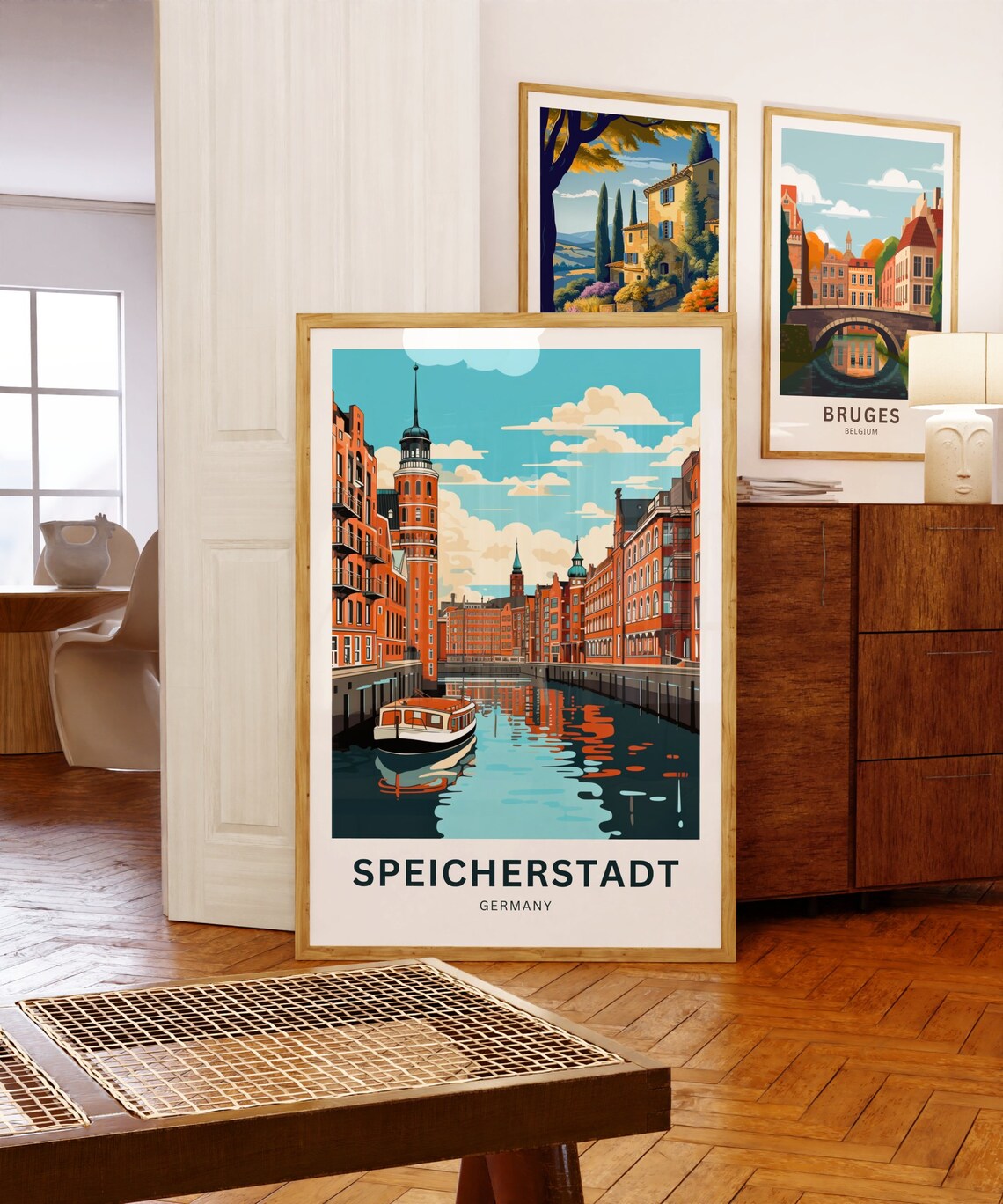 Speicherstadt Germany Hamburg Canal Brick Warehouse Travel Poster - Image 5