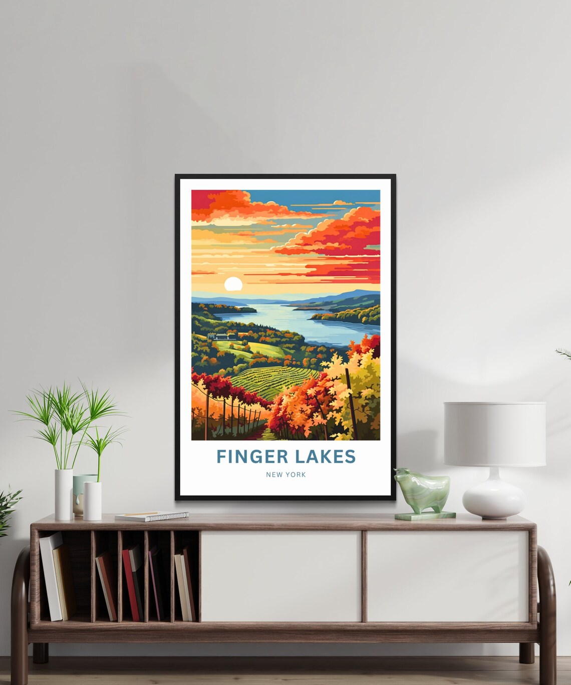 Personalized Finger Lakes New York Sunset Vineyard Lake Poster - Image 3
