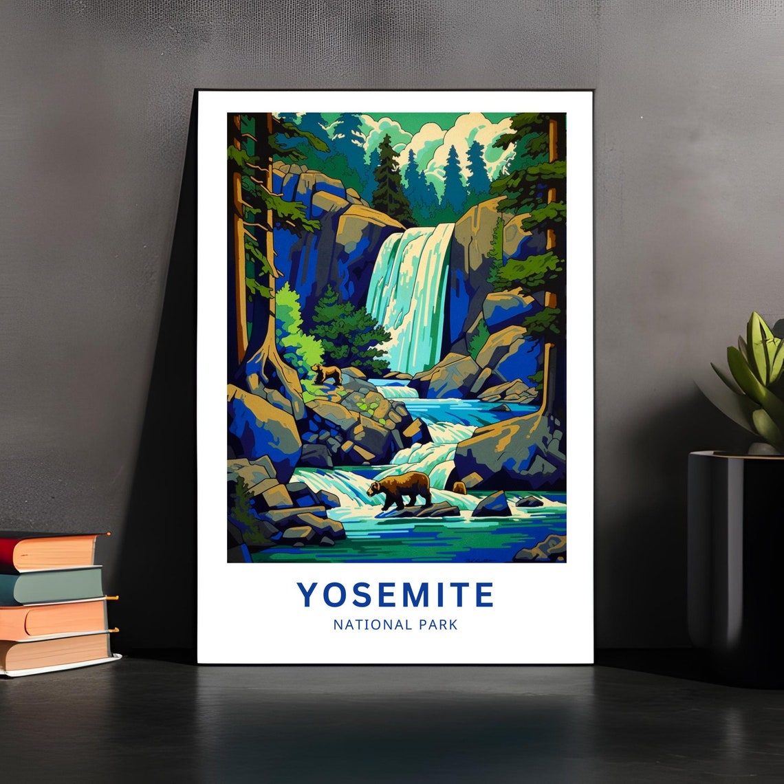 Yosemite National Park Bear Rapids Blue Waterfall Travel Poster - Image 4