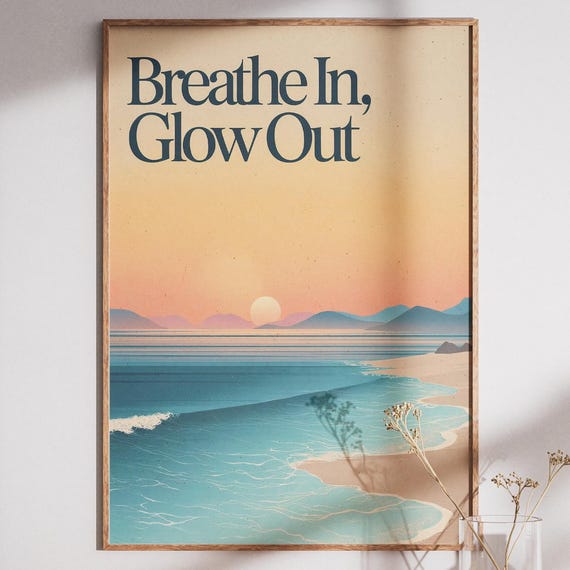 Sunset Beach Poster, Mindfulness Quote