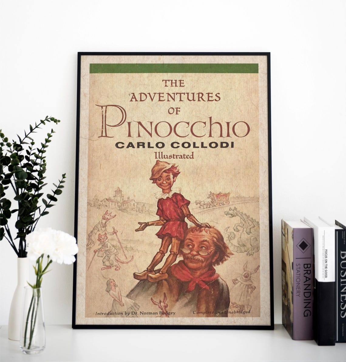 The Adventures of Pinocchio Carlo Collodi Illustrated Cover Poster - Image 2