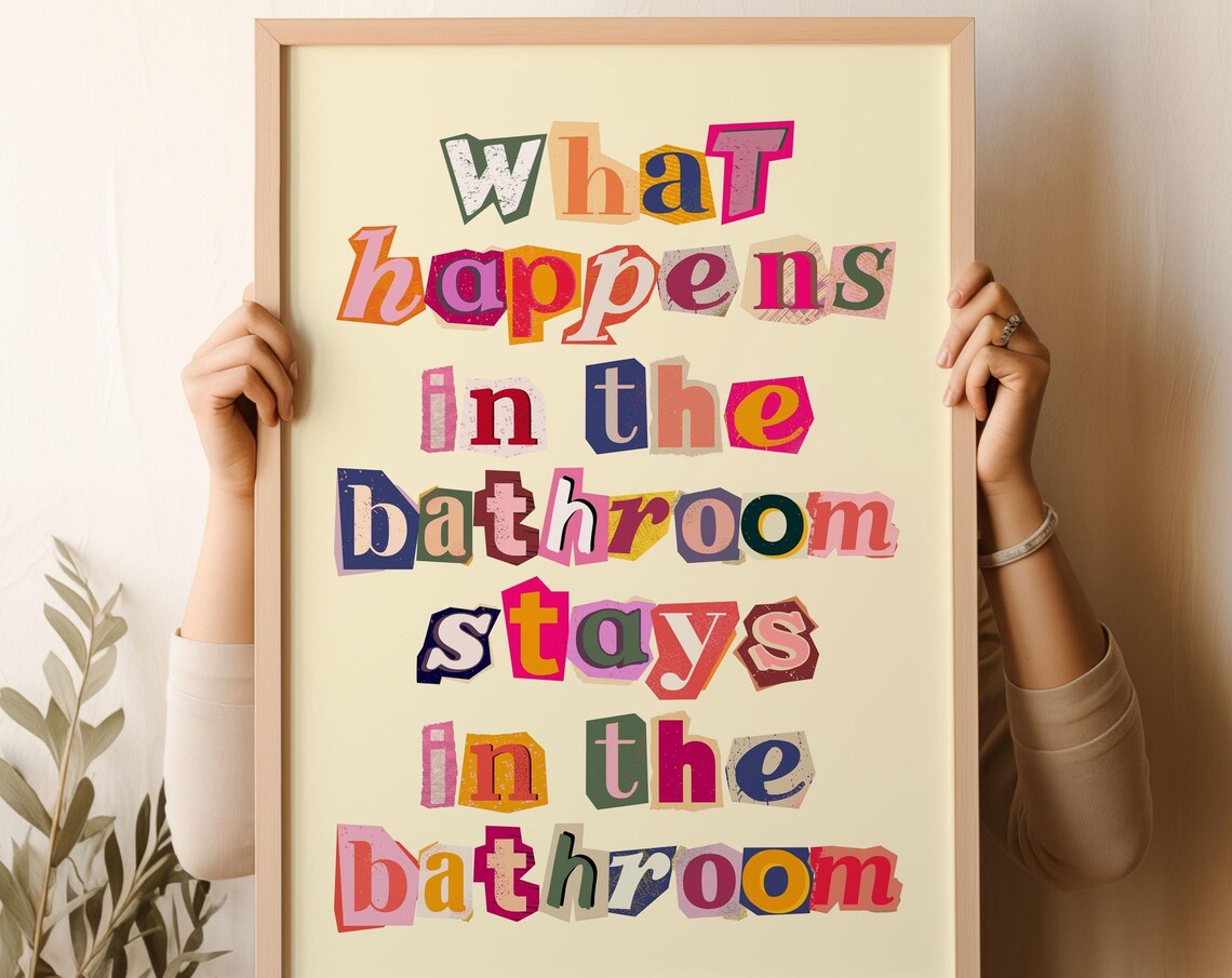 What Happens In The Bathroom Funny Poster Print