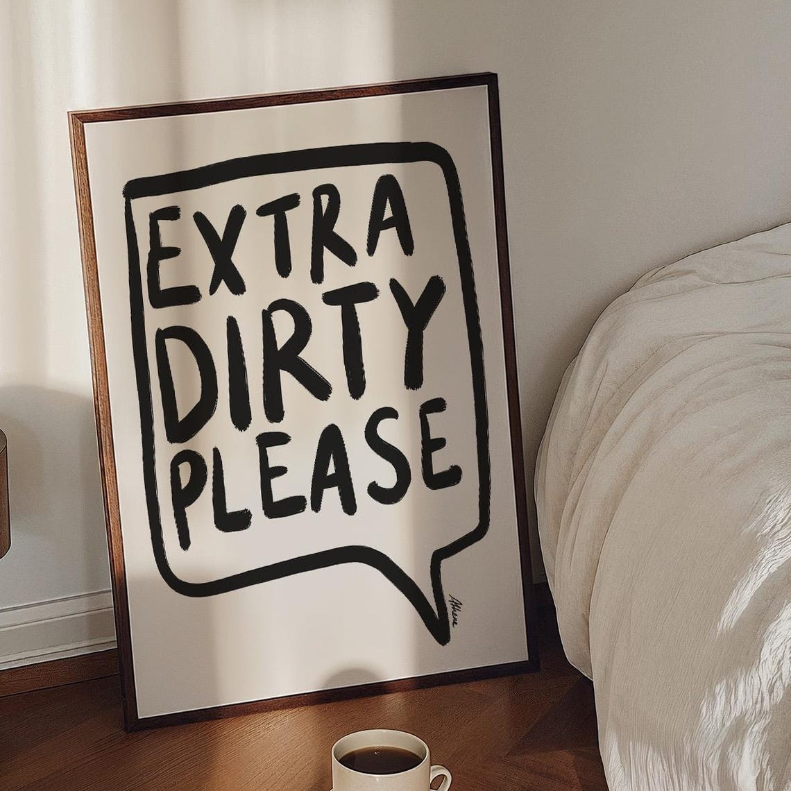 Extra Dirty Please Hand Lettered Martini Quote Bar Cart Poster