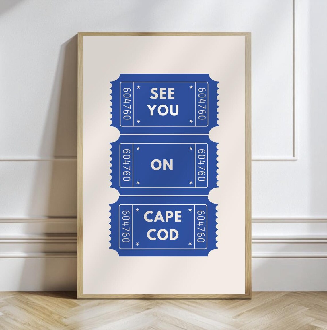 See You On Cape Cod Triple Stacked Blue Retro Ticket Stub Poster