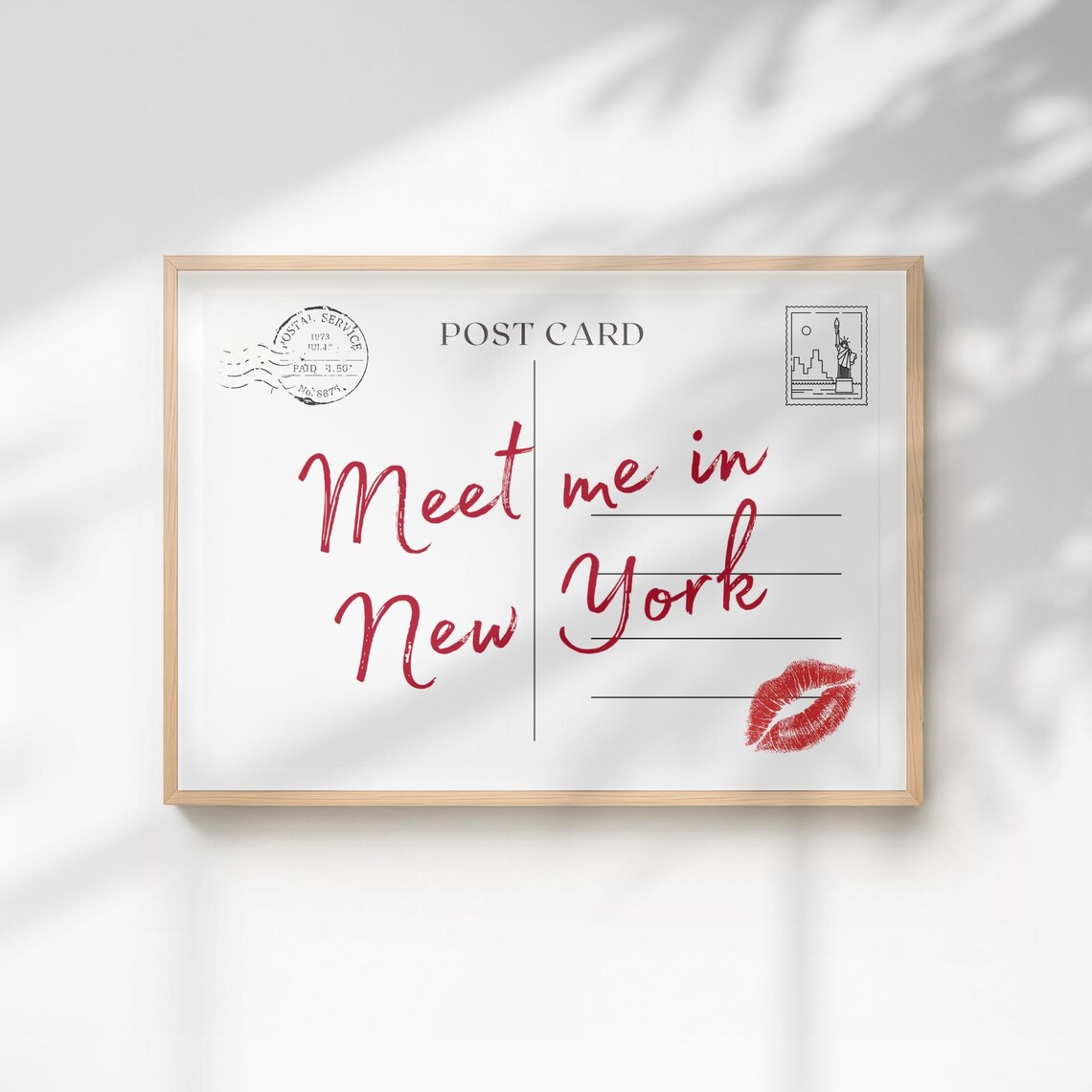 Meet Me In New York Postcard Style Vintage Travel Quote Poster