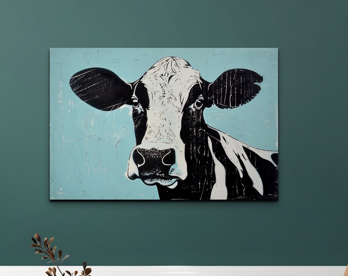 Holstein Cow Face Close Up Bold Black And White Pop Art Poster