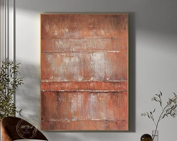 Large Orange Painting Original Orange Painting Orange Minimalist Wall Art Landscape Abstract Painting Brown Modern Abstract Painting