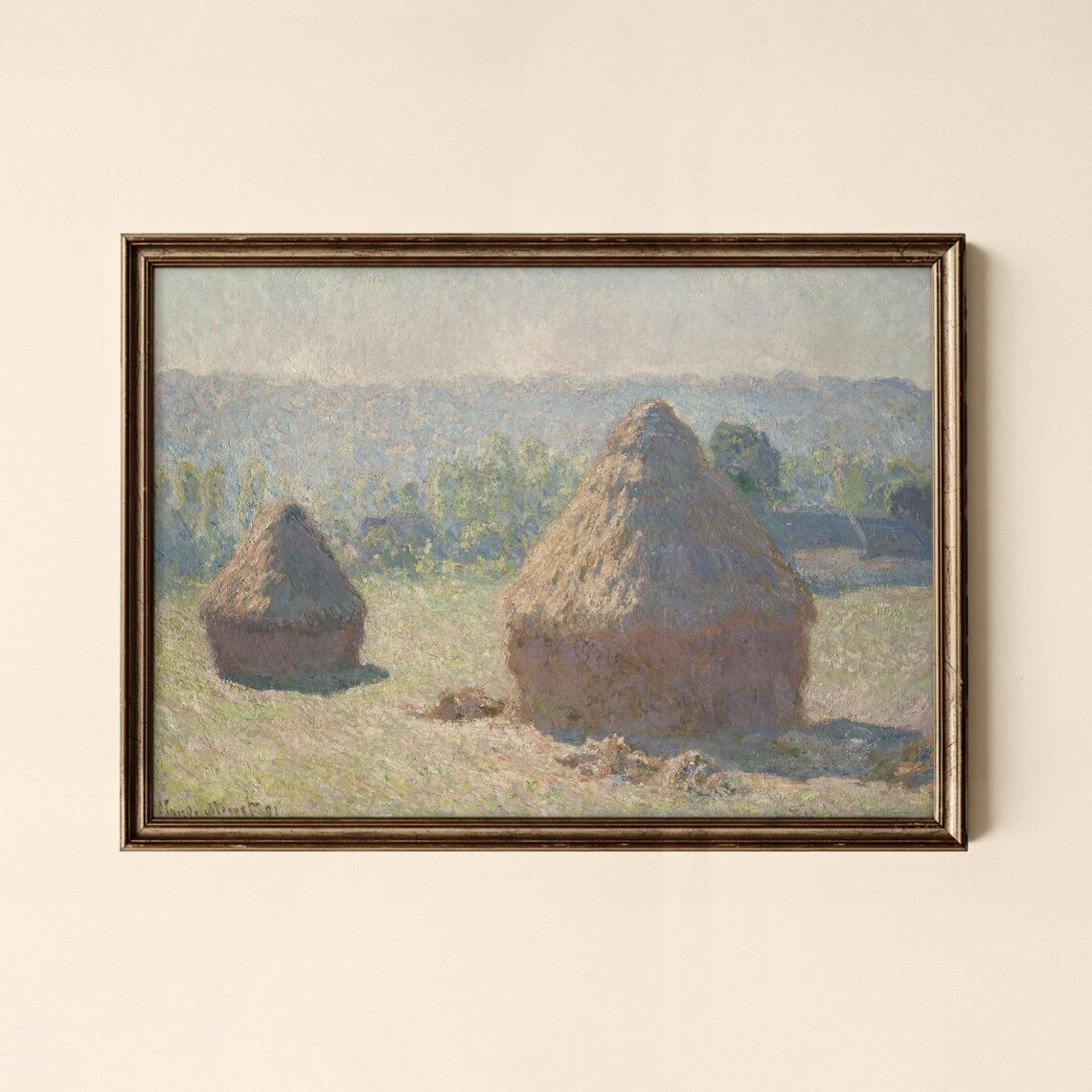 Claude Monet Haystacks Impressionist Field Painting Poster Classic