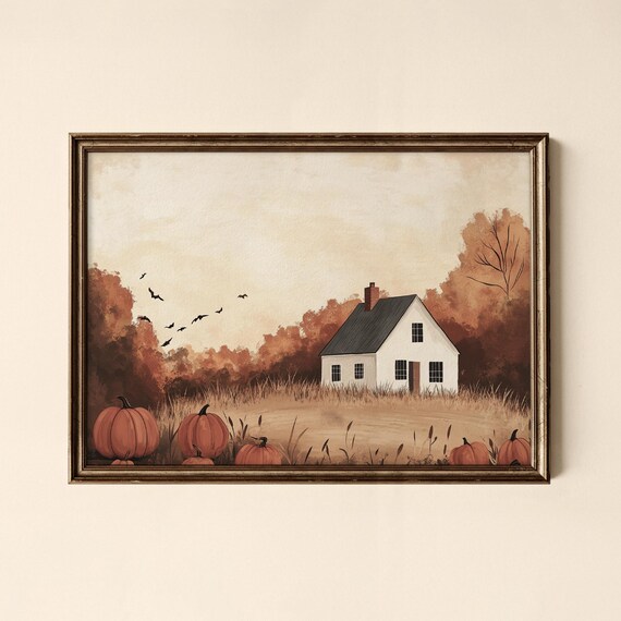 Thanksgiving Cottage Print Holiday Wall Art Bathroom Collected Prints Cpl694