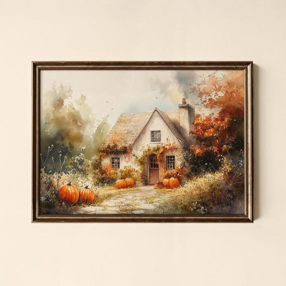 Thanksgiving Cottage Print Holiday Wall Art Nursery Collected Prints Cpl854