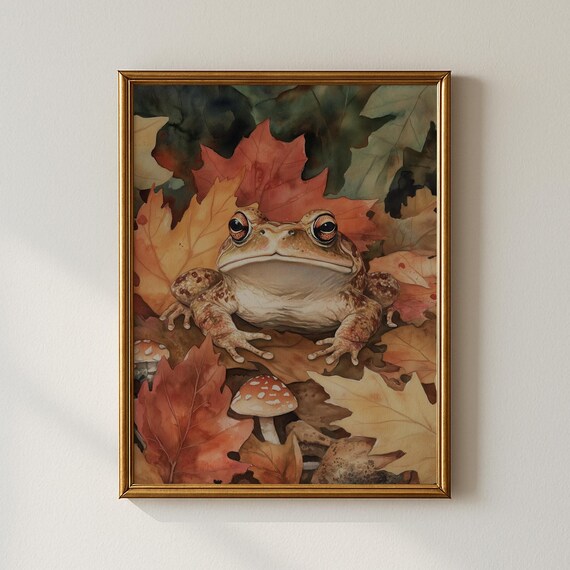 Vintage Autumn Toad Print Nature Wall Art Living Room Decor Collected Prints Cpp596