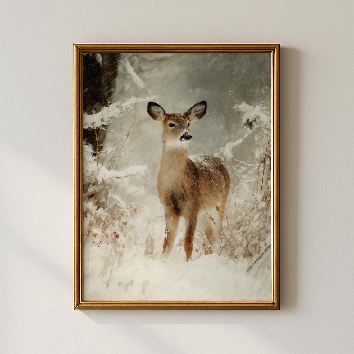 Vintage Winter Deer Print Animal Wall Art Gallery Collected Prints Cpp557