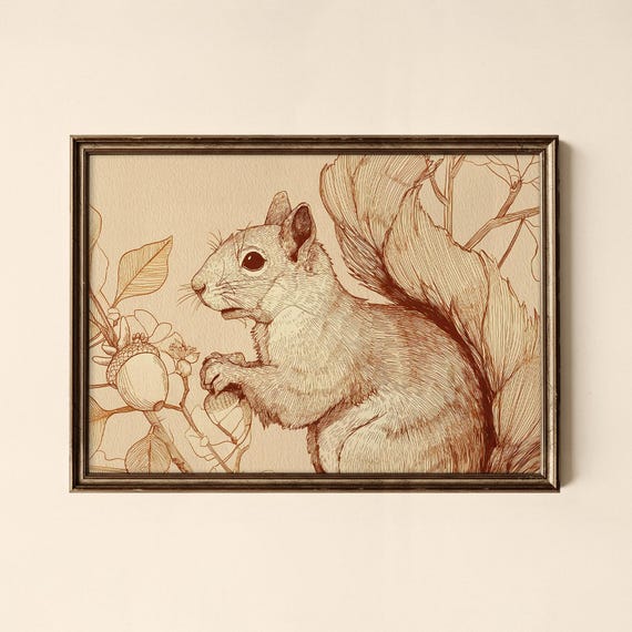 Vintage Squirrel Print Animal Wall Art Collected Prints Cpl632