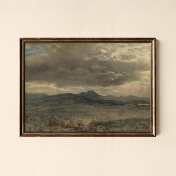 Vintage Moody Green Mountain Print Living Room Decor Collected Prints Cpl358