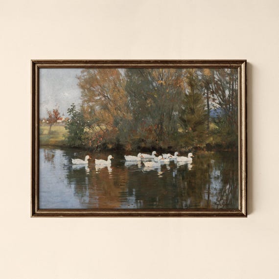 Vintage Pond Ducks Print Bedroom Wall Art Collected Prints Cpl253