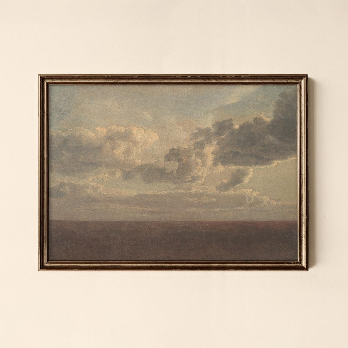 Vintage Stormy Sky Cloudscape Oil Painting Moody Atmosphere Print