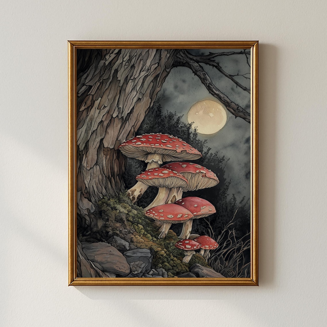 Vintage Mushroom Landscape Art Print, Collected Prints