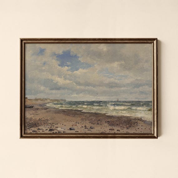 Vintage Moody Coastal Shore Print Living Room Decor Wall Art Collected Prints Cpl342