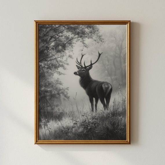 Vintage Deer Print Nature Wall Art Living Room Decor Collected Prints Cpp659