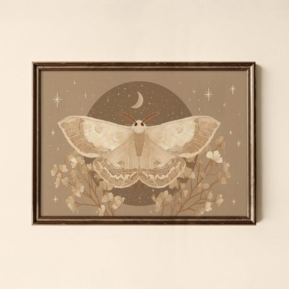 Vintage Moth Print Floral Wall Art Gallery Collected Prints Cpl448