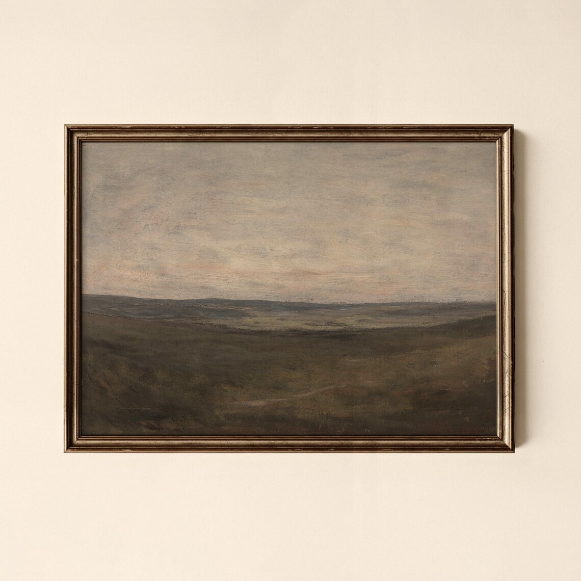 Hazy Green Rolling Hills Vintage Landscape Pastoral Painting Poster