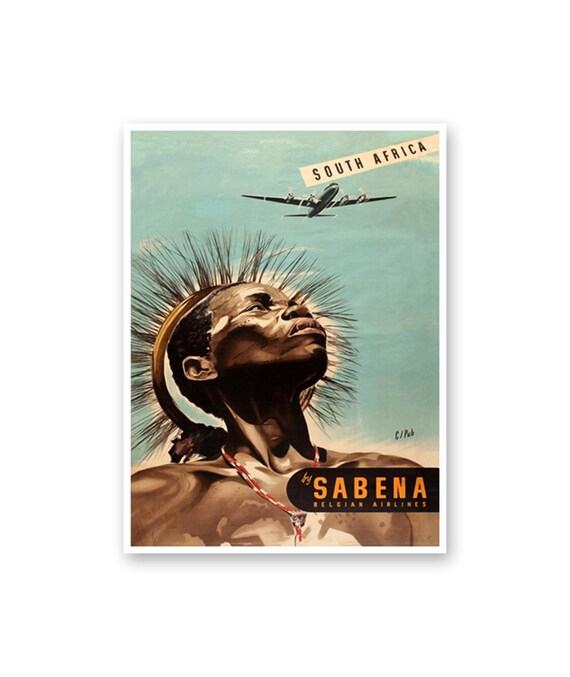 South Africa Art Sabena Travel Print African Tribe Poster Xr2198a