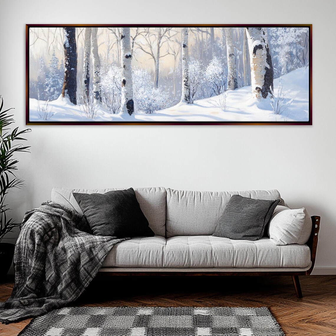 Winter Aspen Forest Scene, Panoramic Art Print