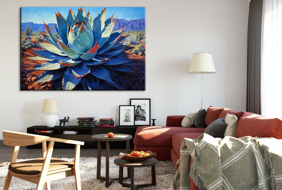 Blue Agave Desert Scene, Realistic Wall Art Print - Image 3