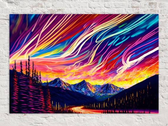 Enchanting Dance Aurora Borealis Scene Gicle Print On Gallery Wrapped Artist Ready To Hang Available In Extra Large Sizes