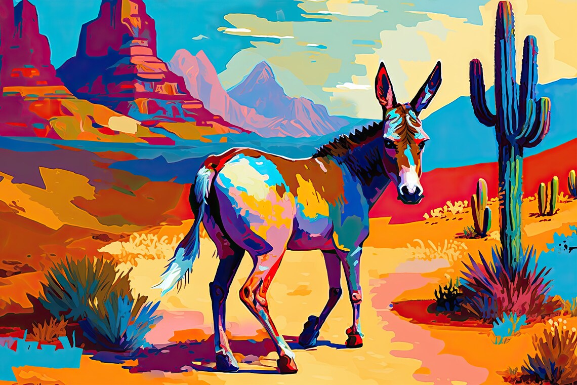 Desert Donkey Southwest Wildlife Wall Art Print - Image 5