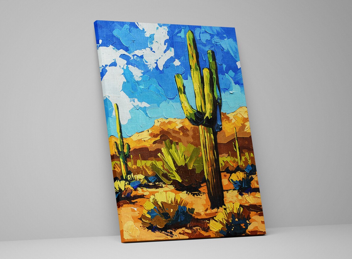 Desert Guardian Lone Saguaro Cactus Art Print - Image 4