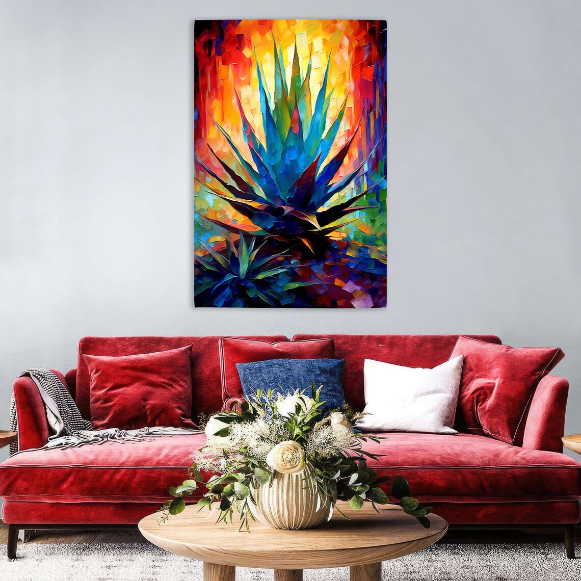 Colorful Agave Plant Contemporary Southwest Art Print - Image 4