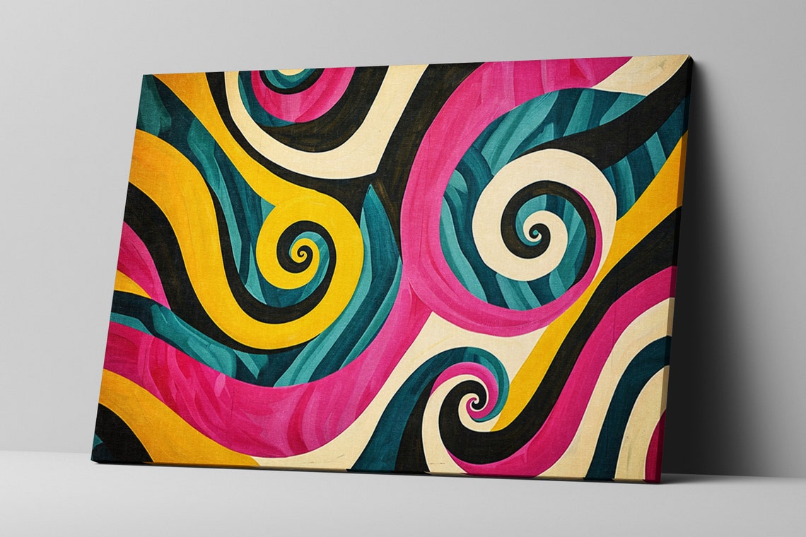 Modern Pop Art Pattern Painting Bold Colors Gicle Print On Gallery Wrapped Artist Ready To Hang Available In Extra Large Sizes - Image 5