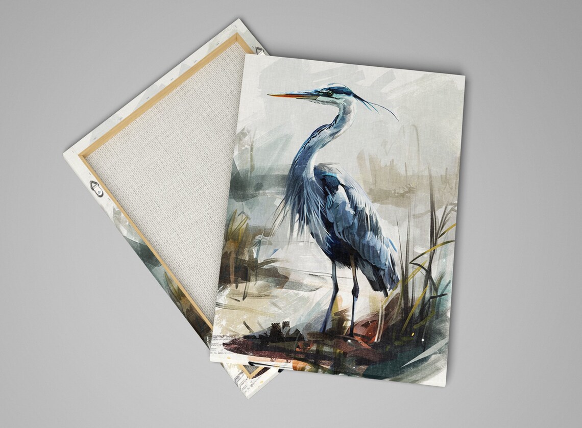 Blue Heron Lake Minimal Design Wall Art Print - Image 4