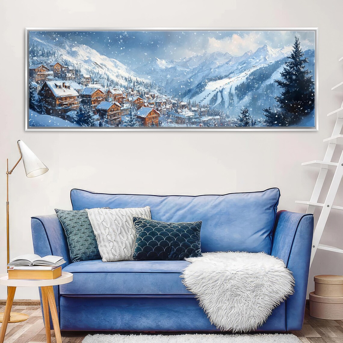 Scenic Mountain Ski Resort Wall Panoramic Framed Unframed Long Horizontal Gallery Wrapped Ready To Hang Extra Large Wall Art - Image 3