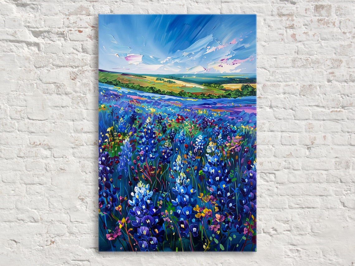 Texas Bluebonnet Field, Hill Country Harmony Travel Poster