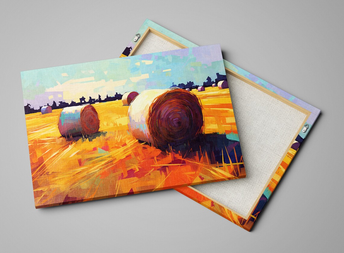 Harvest Glow Farm Field Landscape Art Print, Modern - Image 4