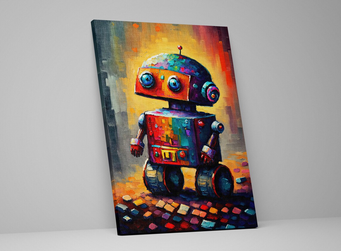 Cute Little Robot Toy Big Eyes Kids Room Colorful Playful Poster - Image 5