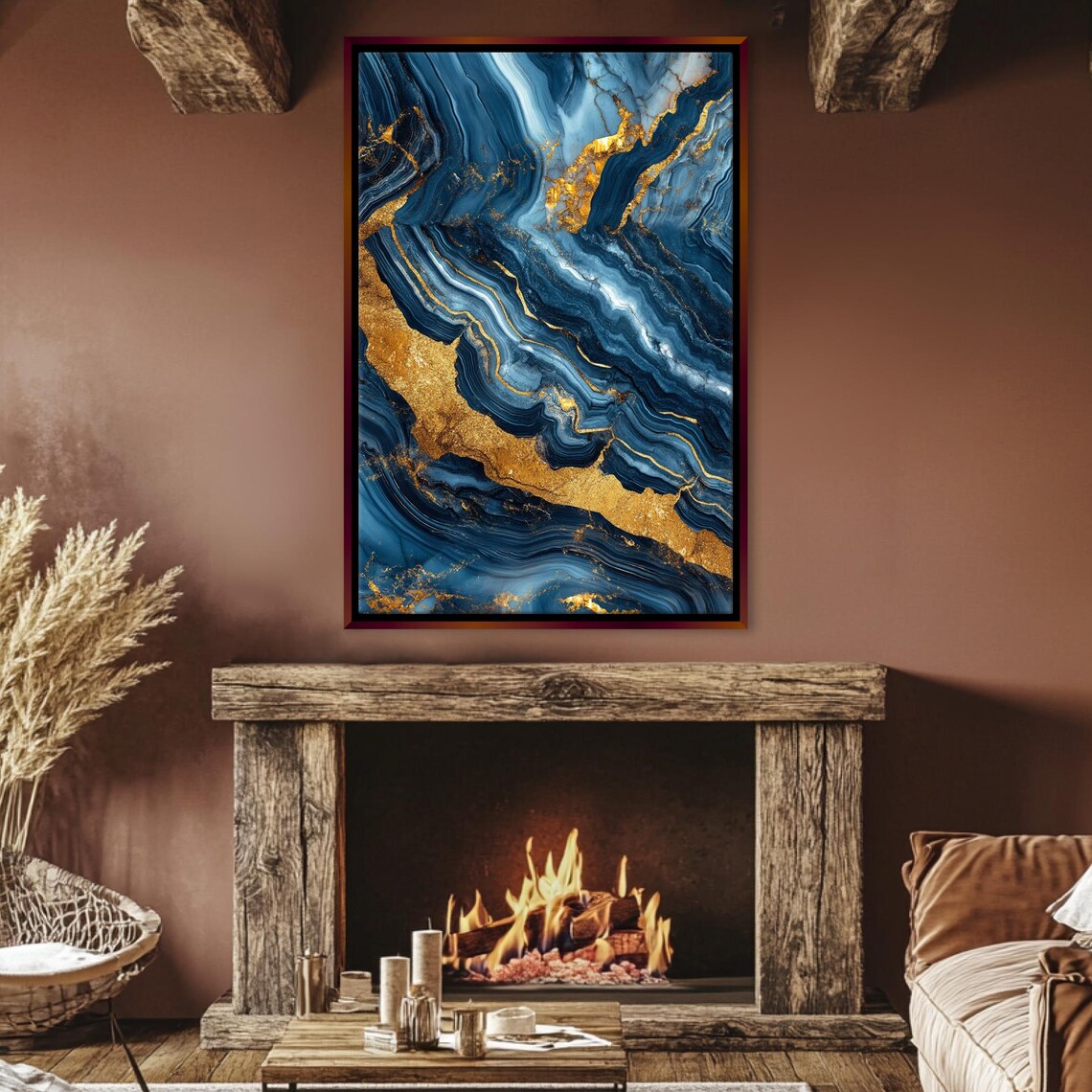 Modern Blue And Gold Marble Abstract Wall Art Print - Image 5