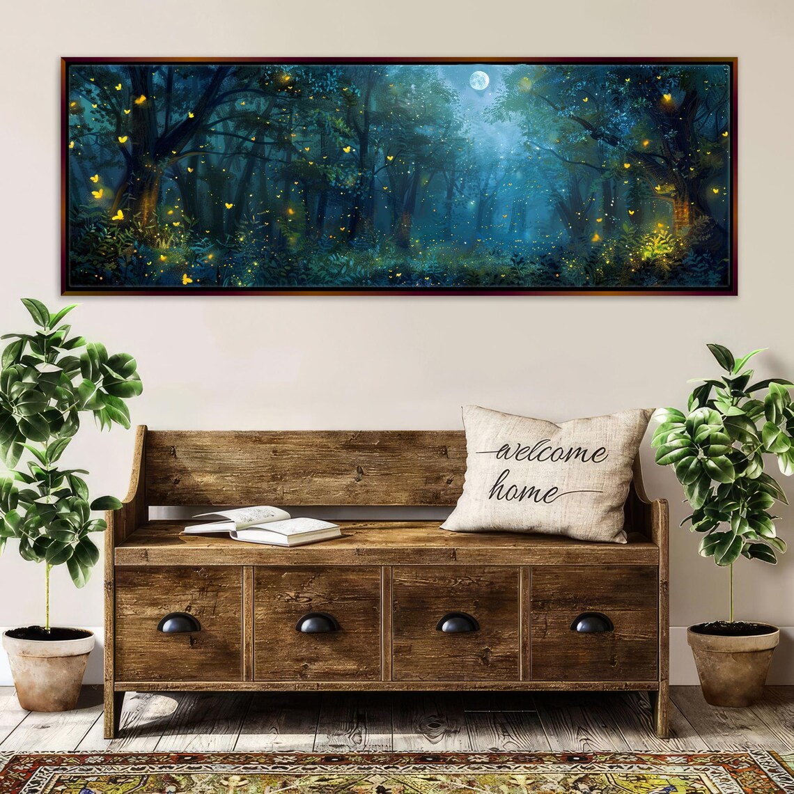 Firefly Forest Panoramic Art Print, Nature Landscape - Image 3