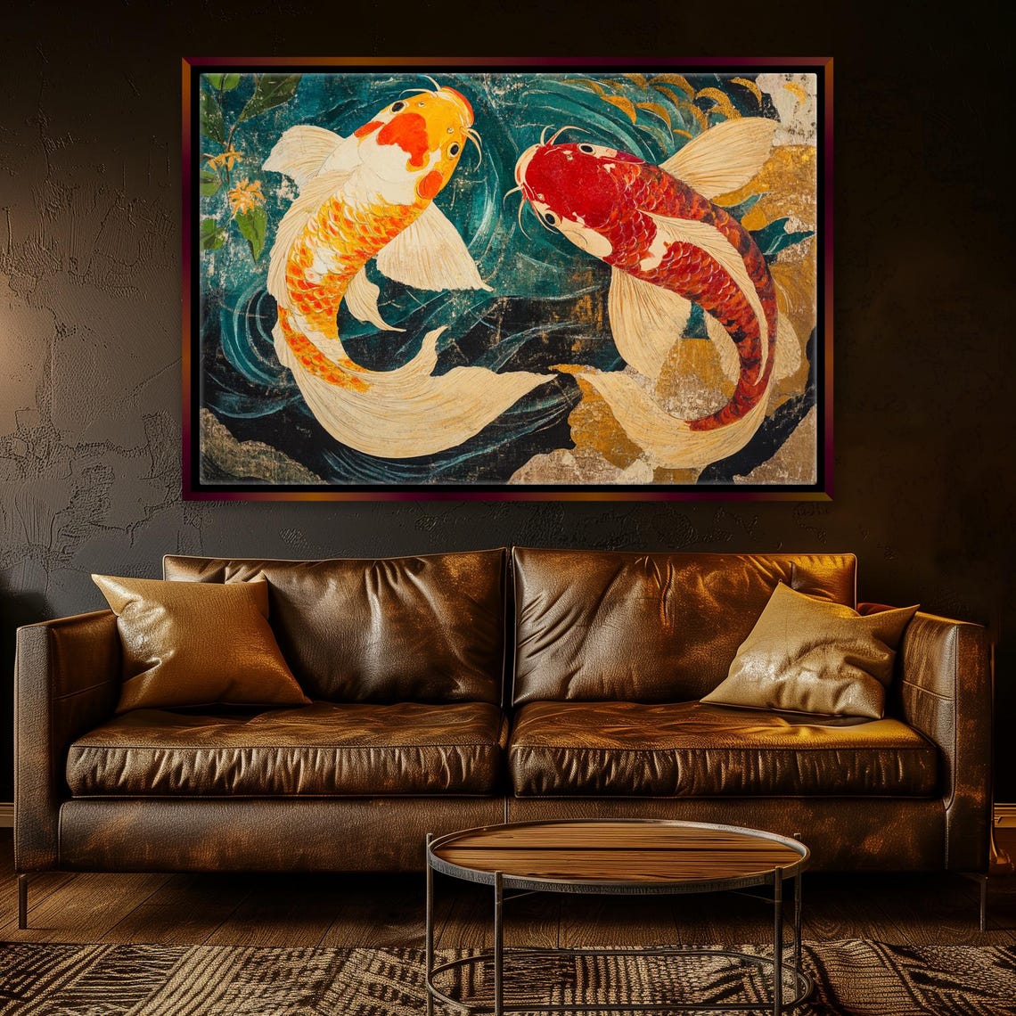 Yin Yang Koi Fish Pair Traditional Japanese Watercolor Art Poster