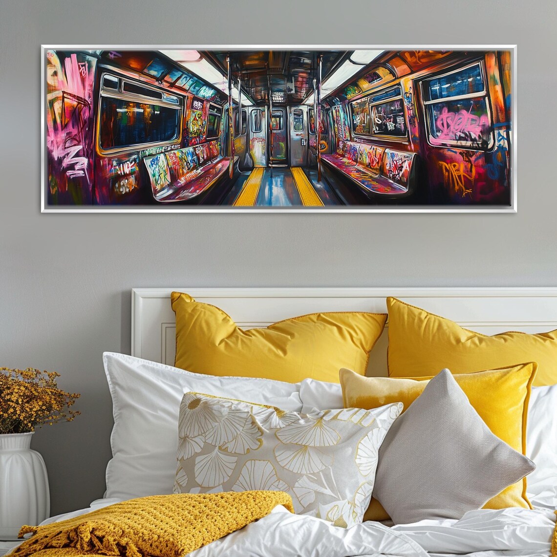 Subway Train Graffiti Scene, Panoramic Art Print - Image 3