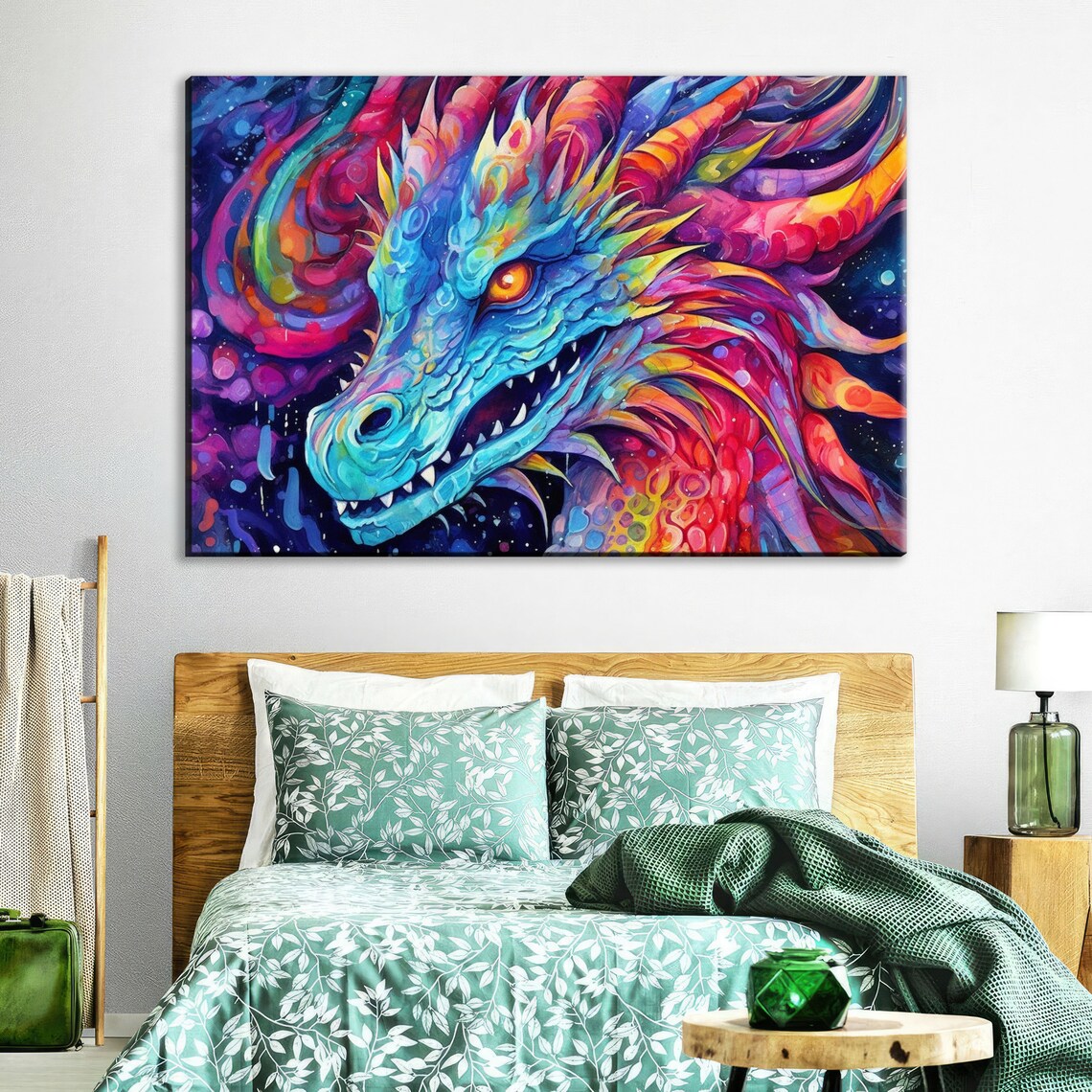 Dragon Rainbow Kids Room Art Print, Fantasy Poster - Image 2