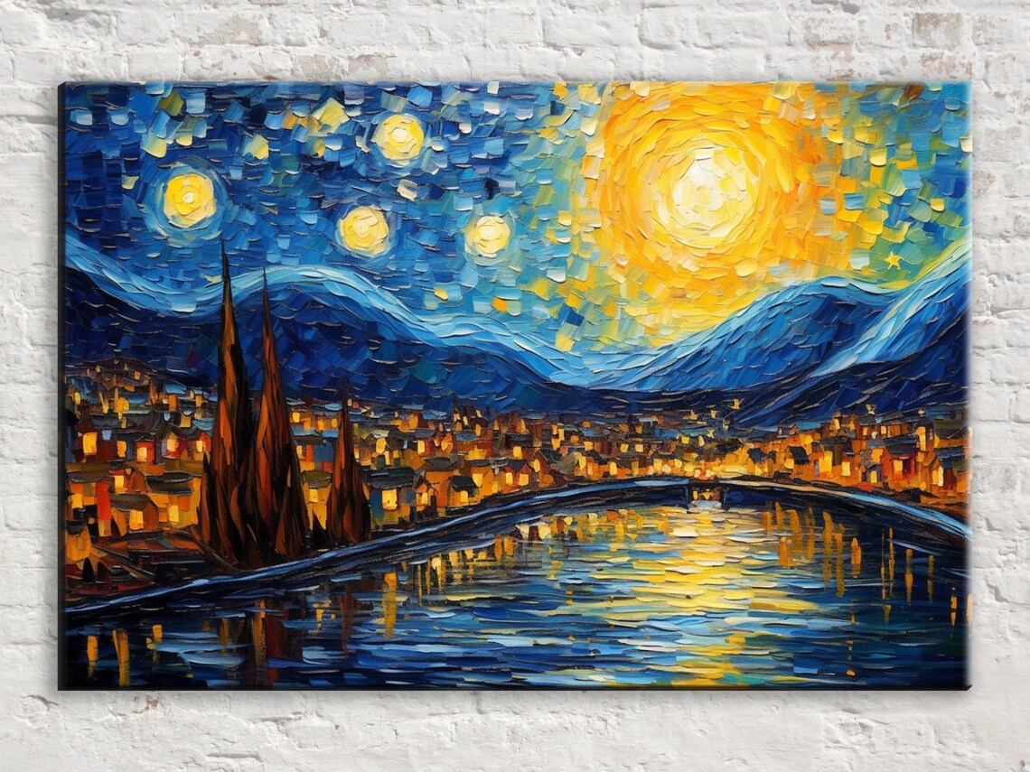 Van Gogh Starry Night, Modern Reimagination Art Print