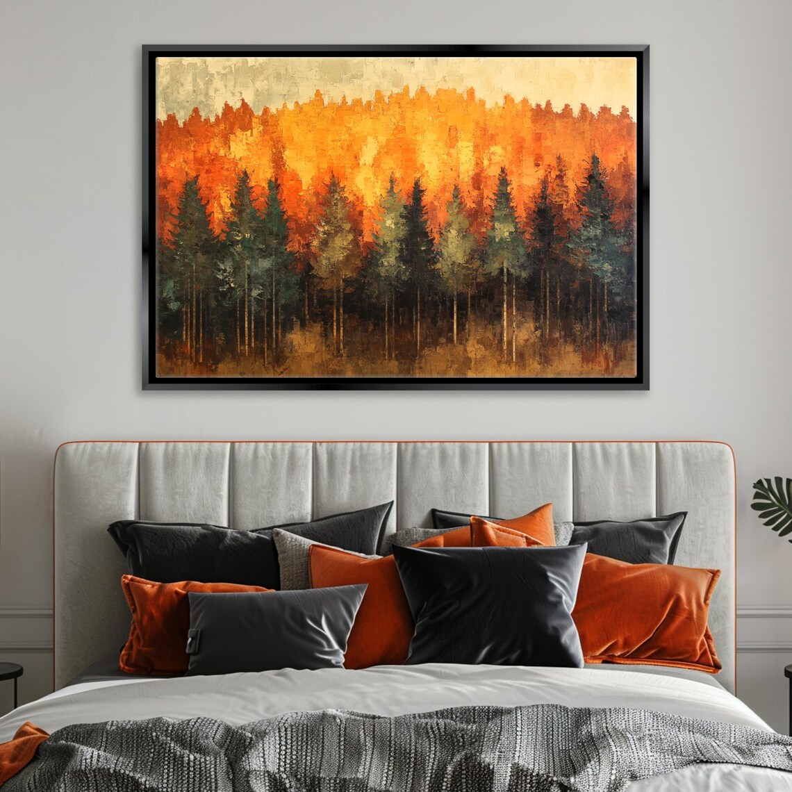 Autumn Forest Landscape Orange Red Treetops Dark Pines Fall Art Poster - Image 5