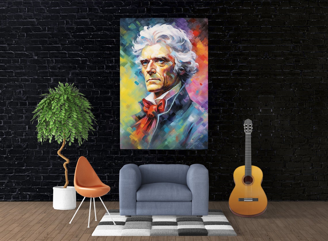 Thomas Jefferson Mosaic Style Portrait Red Cravat History Art Poster - Image 2