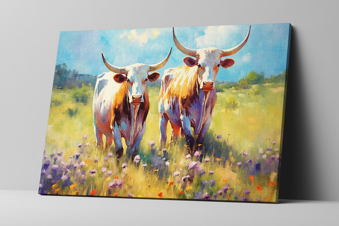 Texas Longhorn Texas Pride Western Painting Art Print - Image 5
